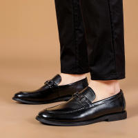 Mocasines de hombre, zapatos de cuero de un pedal de cuero genuino, primera capa de cuero de vaca de hombre - details 32