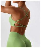 Top corto de gimnasio mejorado para yoga para mujer, sujetador deportivo ajustado sin costuras, sujetador transpirable - details 9