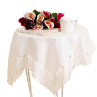 Mantel de Saten con Encaje Floral Color Sólido para Fiestas, Bodas, Decoración del Hogar - details 0