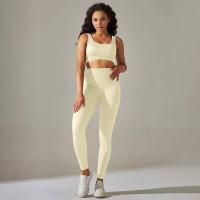 Conjunto de yoga acanalado sin costuras para mujer, ropa de gimnasio, sujetador con elevación, leggings, top de entrenamiento, chándal deportivo, 2 piezas - details 29