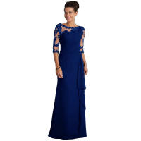 2025 Vestido de Manga Media Cuello Redondo Mujer、Vestido largo de encaje transparente con cuello redondo y manga media para mujer europea y americana - details 0