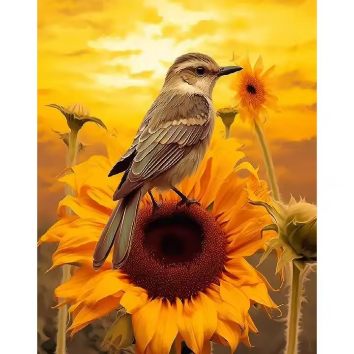 Ruopoty-pintura al óleo por números de pájaros y elefantes para adultos, lienzo de flores, regalo artesanal - 1