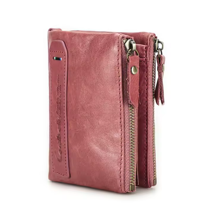 Carteras de Piel Genuina CONTACT'S para Mujeres - Carteras Cortas de Doble Pliegue, Monederos de Moda para Mujeres, Porta Tarjetas, Monedero, Clip para Dinero, Carteras para Mujeres y Hombres - 1
