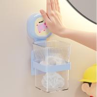 Caja de almacenamiento con ventosa de plástico, cesta de almacenamiento transparente para ahorrar espacio en el baño, soporte de carga grande, soporte para cepillo de dientes montado en la pared - details 6