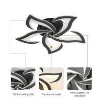 Goeco Lámpara de Techo LED 5 Cabezas 60W 7200LM Iluminación Interior Moderna Acrílico Metal - details 2