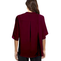 Camiseta de manga corta para mujer, Top de manga corta con cuello en v, informal, camisetas de verano con volantes - details 14