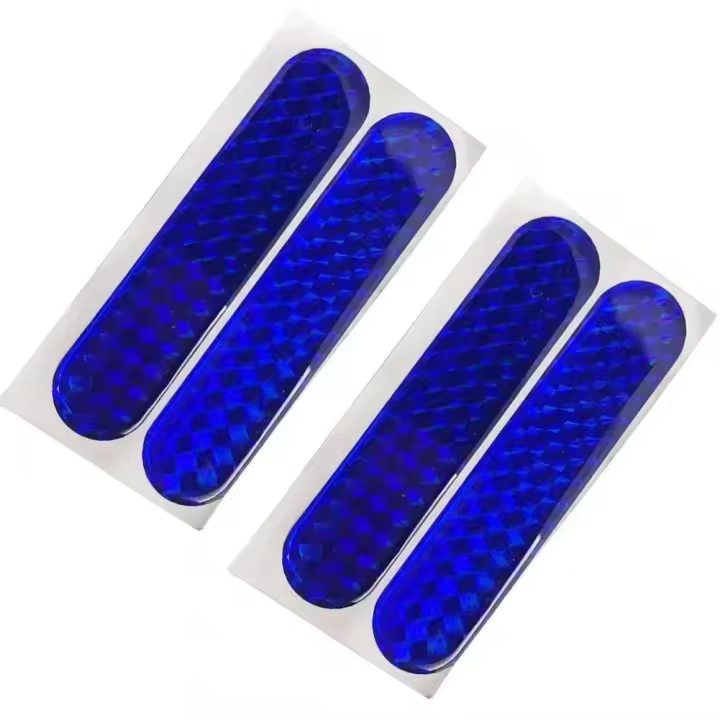 4 Uds pegatina puerta advertencia de seguridad marca tiras de cinta azul para coche camión pegatinas reflectantes universales - 1