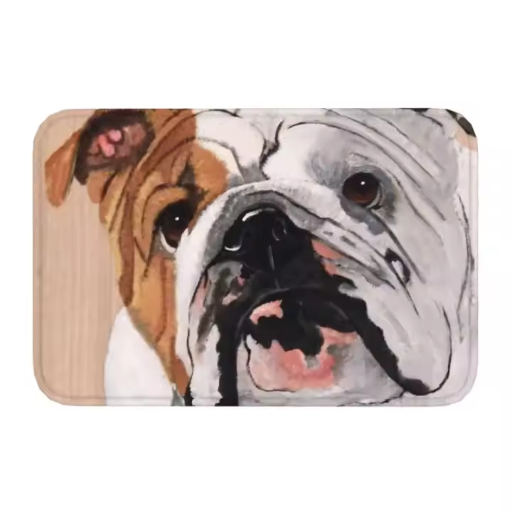 Alfombra de Entrada de Bulldog Inglés Alfombra de Cocina y Baño Antideslizante de Flanela - 1