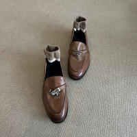 Zapatos de Cuero Genuino Antiguos con Hebilla de Bloqueo Paso Perezoso en Cien, Estilo Boat y Mocasines - details 5