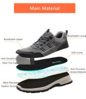 Zapatos de trabajo ligeros para hombre, zapatillas de seguridad cómodas, ANTIPERFORACIONES, protección de verano - details 3