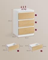 Mesita de Noche con Estación de Carga, Mesa Auxiliar con 3 Cajones, 2 Tomas AC, 2 Puertos USB, Salón, Dormitorio, Estudio, Blanco Nube LET631W14 - details 5