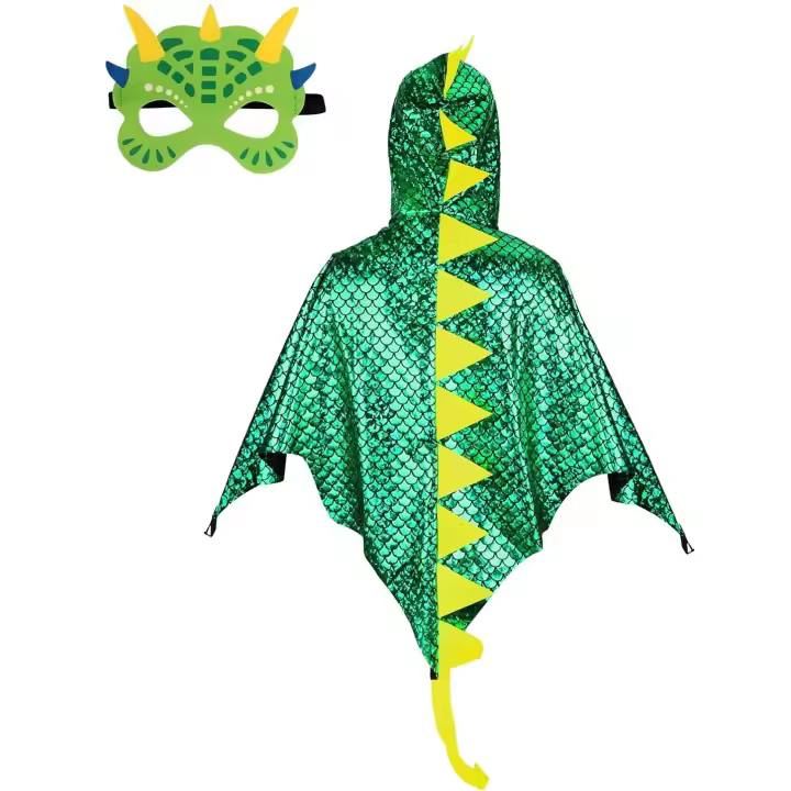 Capa de dinosaurio con máscara para niños, disfraz de dragón del día de san George - 1