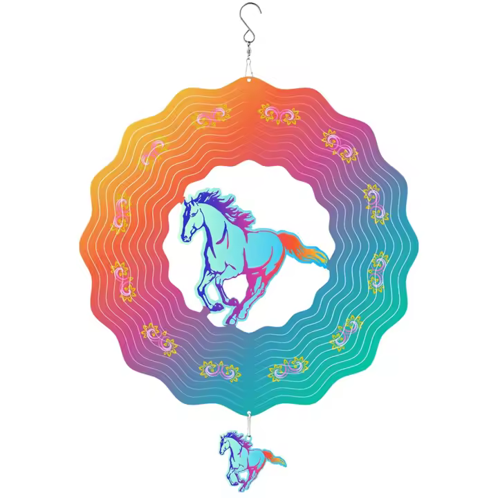 Spinners de viento cardinales para exteriores, caballo 3D, Spinner de viento, decoración de jardín, decoración colgante de Patio, 12 pulgadas - 1