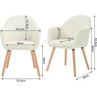 Silla de Comedor Estilo Vintage Juego de 1, Silla Cocina, Silla Nordica con Respaldo y Reposabrazos, Tela Pana, Estructura de Madera, Sillas para Tocador, Escritorio, Crema, EZS26cm-1 - details 2
