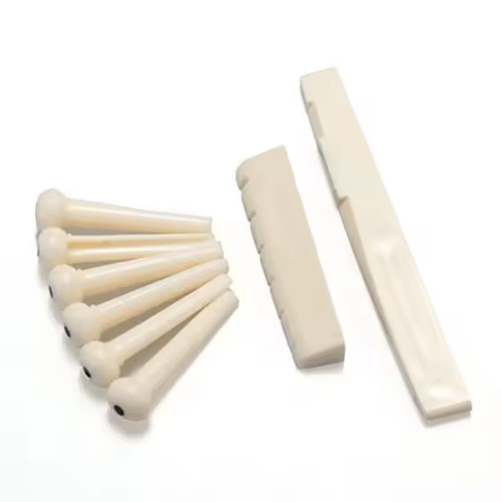 6 pines de puente + sillín + puente sillín hueso/hueso guitarra acústica blanco - 1