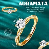 Anillo de Plata de Ley 925 para Mujer - Anillos de Compromiso Ajustables Anillo Cuerda Retorcida Eterno Anillo de Promesa anillos de Boda Aniversario Anillos Plata/Oro con Caja de Joyería - details 2