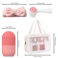 Set de regalo de cuidado de la piel de 6 piezas: rodillo de hielo, diadema de coral, bolsa de maquillaje y cepillo de limpieza facial - herramientas de belleza sin fragancia, lazo para el cabello, set de regalo - details 2