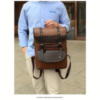 Mochila De Cuero PU minimalista Vintage de gran capacidad para viajes al aire libre - details 9
