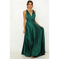 Vestido largo de seda de Color sólido profundo de Amazon, vestido de noche sin mangas de nuevo estilo de verano para mujer para banquetes - details 12