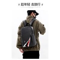 Mochila Simple con personalidad a la moda con boca de tiburón para hombre, mochila escolar a cuadros para estudiantes de secundaria, mochila para ordenador - details 1