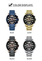 Reloj CURREN 8336 de lujo de primera calidad para hombre, de cuarzo, moderno, único, con calendario, resistente al agua, correa de acero inoxidable, dorado, azul y negro - details 3