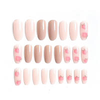 Uñas postizas color rosa melocotón, 24 piezas, material seguro de larga duración, resistente al agua, para salón profesional y uso diario - details 0