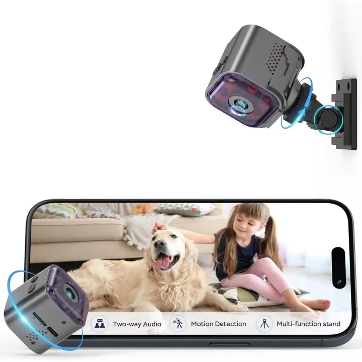 Cámara espía oculta con Audio/Video, Mini cámara inalámbrica con aplicación para teléfono, Audio bidireccional, visión nocturna, detección de movimiento - 1