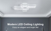 38W Plafón LED rectangular moderno, blanco, 90*50*9cm - luz blanca 6500K 220V - Iluminación Interior de Estilo Nórdico - Para Sala de estar, Dormitorio, Comedor, Salón - details 0