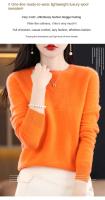 100% suéter de punto de lana Merino Otoño/Invierno 2024 nuevo jersey de cuello redondo para mujer Top hueco 11 colores abrigo versátil NJR1107 - details 4