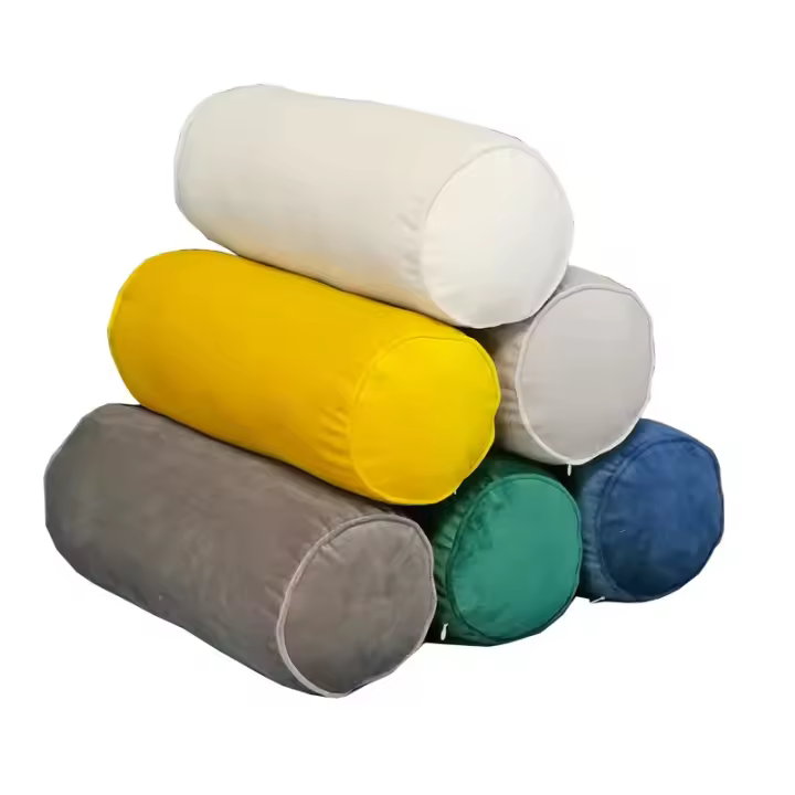 Almohada de lino de Color sólido, almohada de caramelo, almohadas de refuerzo, almohadas de embarazo, almohada para el cuello para el hogar, cama, sofá, cojín de 15x15x40cm, gris - 1
