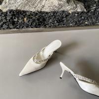 Diamante de imitación francés con zapatillas geniales tacón grueso cabeza puntiaguda bolsa cabeza media zapatillas tacones altos - details 6