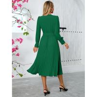 Vestido de manga larga con cuello en V para mujer, ropa de color sólido, 2025 - details 17