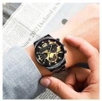 Moda masculina de acero inoxidable con calendario estilo puntero de reloj - details 7