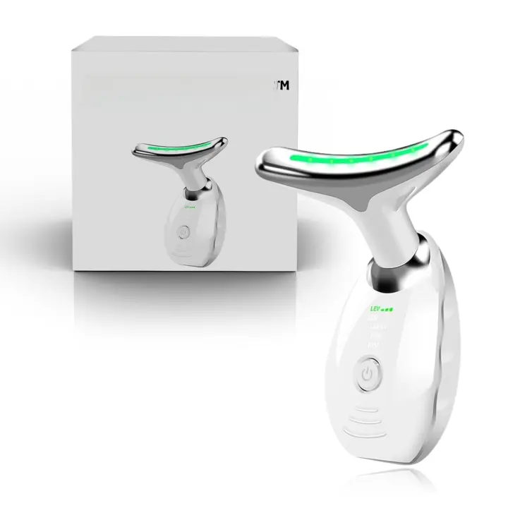Escultor facial LED 7 en 1 Diseño en forma de concha para el cuidado de la cara y el cuello en color blanco brillante (1 unidad) (blanco) - 1