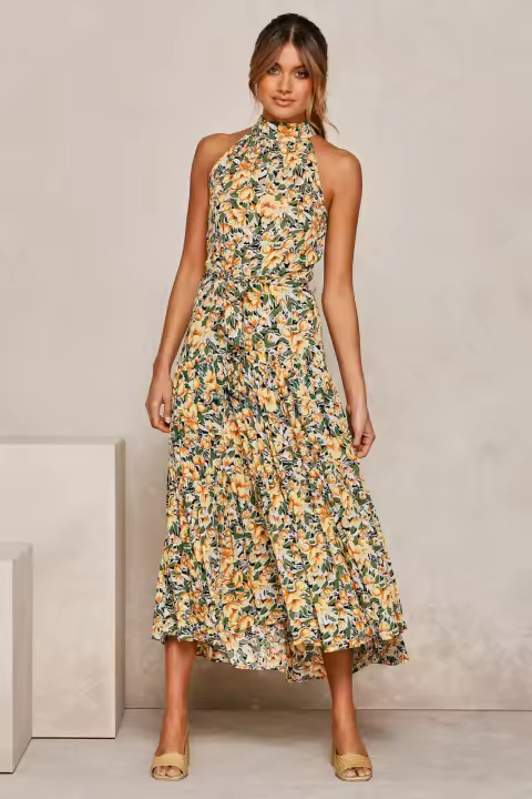 Vestido de verano con estampado de lunares y cuello camisola para mujer - 1