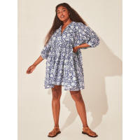 Vestido corto de vacaciones de playa de rayón informal suelto con lazo floral para mujer de moda de verano - details 32