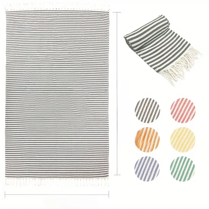 Toalla de playa turca 100% algodón - Ligera, de secado rápido, sin arena, tejida, estilo contemporáneo - Tamaño grande 99,06 x 180,34 cm - Lavable a máquina, compacta para baño, piscina, natación, viajes - 1