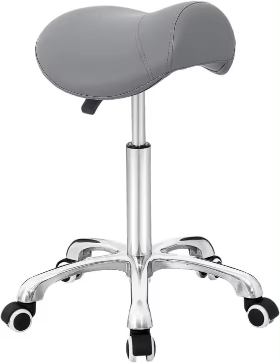 Taburete Ajustable Trabajo Taburete con Ruedas para peluquería Cocina Oficina salón de Belleza, Silla giratoria heces (Negro) - 1