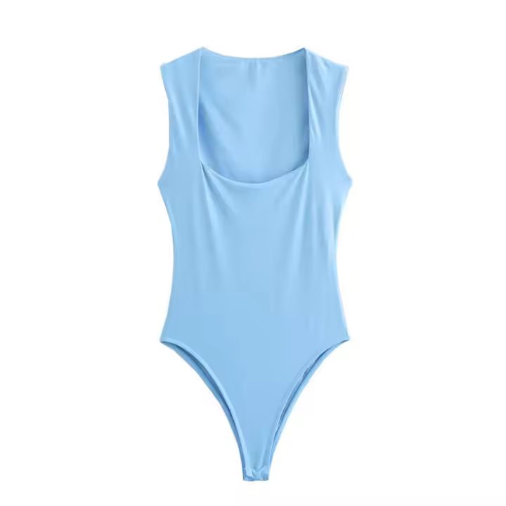 OUWU- Moda Mujer Nuevo Verano Blanco Ajustado Sexy Cuello Cuadrado Sin Mangas Color Sólido Mono Chic Mujer Bustier Tops Mujer - 1