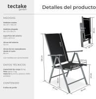 Juego de Sillas de Jardín Exterior de Aluminio 2 Piezas, Con Ruedas, Resalto Ajustable, Resistente a la Intemperie, Transpirable, Limpieza Fácil - details 24