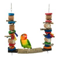 Madera duradera resistente a las mordeduras, cuerda colorida resistente al desgaste, escalera de escalada para loros, juguete para masticar, columpio para pájaros, jaula para loros - details 6