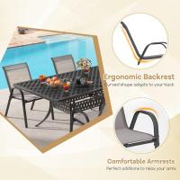 2/4 Sillas de Jardín, Silla Apilable Terreza Exterior de Tela con Marco de Metal, Sillón de Comedor con Reposabrazos y Respaldo Alto, Carga 150kg, 56 x 70 x 84 cm (4, Gris) - details 2