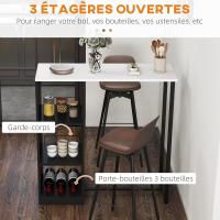 Mesa de bar, mesa alta de cocina, comedor de pie, marco de acero, bandeja de madera, aspecto mármol, 105 x 40 x 105 cm, color blanco - details 2