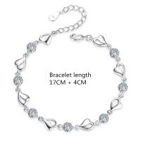 Pulsera de Plata Esterlina 925 en Forma de Corazón Brazalete de Cristal Azul Versátil - details 0