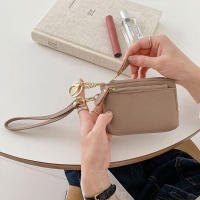 Cartera corta Retro con múltiples ranuras para tarjetas para mujer, cartera de mano con cremallera, monedero de Pu, carteras pequeñas de piel de vaca portátiles de Color sólido para fiesta - details 6