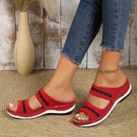 Women Wedge Slide Sandals Open Toe Slip On Arch Support Shoes Casual Outdoor Slides - details 3
