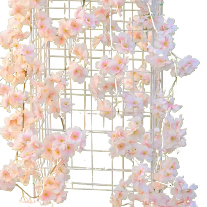Enredadera de flor de cerezo simulada creativa de 180CM, elegante enredadera de flores de Sakura simuladas, sedas falsas, plantas para álbum de recortes, decoración del hogar - 1