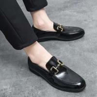 Zapatos de vestir negros para hombre, conducción plana cómoda, oficina de negocios, hebilla de metal, zapatos casuales de cuero con patrón de cocodrilo - details 4