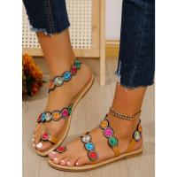 Sandalias de moda con flores de imitación bordadas - details 12