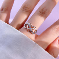 Anillo de Plata de Ley 925 para mujer, sortija romántica con nudo de corazón cruzado, rosa, ideal para boda, fiesta de citas, regalo de joyería - details 0